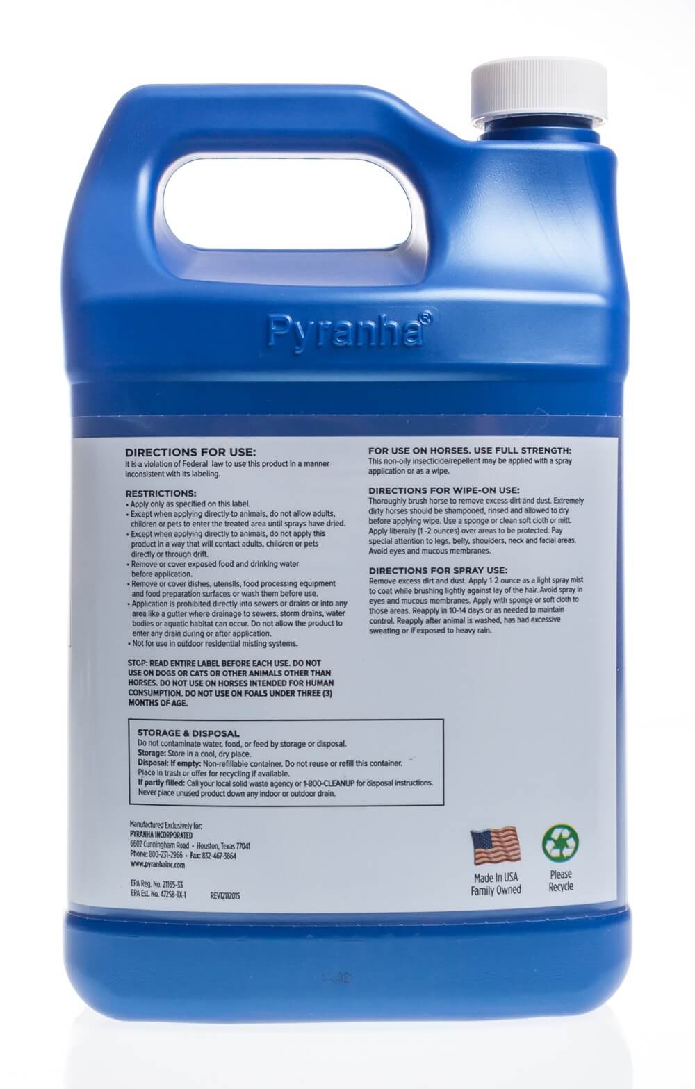 Pyranha Equine Spray & Wipe, Water-based, 1 gal 791738114601 | eBay