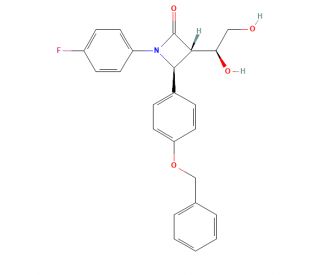 (3S,4S)-4-(4-(Benzyloxy)phenyl)-3-((S)-1,2-dihydroxyethyl)-1-(4-fluorophenyl)azetidin-2-one (CAS 221349-56-0) - chemical stru