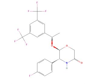 (5R,6R)-6-[(1R)-1-[3,5-Bis(trifluoromethyl)phenyl]ethoxy]-5-(4-fluorophenyl)-3-morpholinone (CAS 419574-33-7) - chemical stru