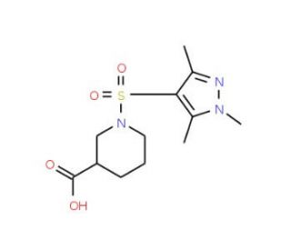1-[(1,3,5-Trimethyl-1H-pyrazol-4-yl)sulfonyl]-piperidine-3-carboxylic acid - chemical structure image