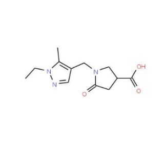 1-[(1-Ethyl-5-methyl-1H-pyrazol-4-yl)methyl]-5-oxopyrrolidine-3-carboxylic acid - chemical structure image