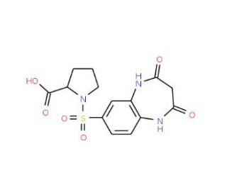 1-[(2,4-dioxo-2,3,4,5-tetrahydro-1H-1,5-benzodiazepin-7-yl)sulfonyl]pyrrolidine-2-carboxylic acid - chemical structure image