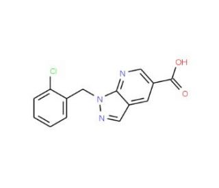 1-[(2-chlorophenyl)methyl]-1H-pyrazolo[3,4-b]pyridine-5-carboxylic acid - chemical structure image