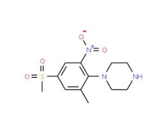 1-[(2-Methyl-4-methylsulfonyl-6-nitro)phenyl]-piperazine - chemical structure image