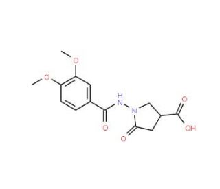 1-[(3,4-dimethoxybenzoyl)amino]-5-oxopyrrolidine-3-carboxylic acid - chemical structure image