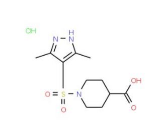 1-[(3,5-dimethyl-1H-pyrazol-4-yl)sulfonyl]piperidine-4-carboxylic acid hydrochloride - chemical structure image