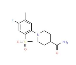 1-[(4-Fluoro-5-methyl-2-methylsulfonyl)phenyl]-piperidine-4-carboxamide - chemical structure image