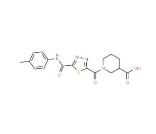 1-[(5-{[(4-Methylphenyl)amino]carbonyl}-1,3,4-thiadiazol-2-yl)carbonyl]piperidine-3-carboxylic acid - chemical structure imag