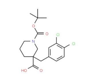 1-[(tert-Butyl)oxycarbonyl]-3-(3,4-dichlorobenzyl)piperidine-3-carboxylic acid (CAS 887344-21-0) - chemical structure image