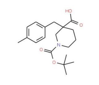 1-[(tert-Butyl)oxycarbonyl]-3-(4-methylbenzyl)piperidine-3-carboxylic acid (CAS 887344-23-2) - chemical structure image