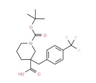 1-[(tert-Butyl)oxycarbonyl]-3-[4-(trifluoromethyl)benzyl]piperidine-3-carboxylic acid (CAS 887344-24-3) - chemical structure