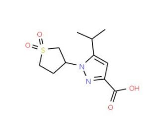 1-(1,1-Dioxo-tetrahydro-1lambda*6*-thiophen-3-yl)-5-isopropyl-1H-pyrazole-3-carboxylic acid - chemical structure image