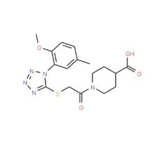 1-({[1-(2-methoxy-5-methylphenyl)-1H-tetrazol-5-yl]thio}acetyl)piperidine-4-carboxylic acid - chemical structure image
