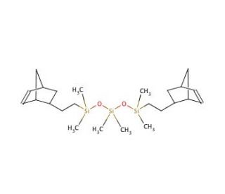 1,1,3,3,5,5-Hexamethyl-1,5-bis[2-(5-norbornen-2-yl)ethyl]trisiloxane (CAS 307496-39-5) - chemical structure image