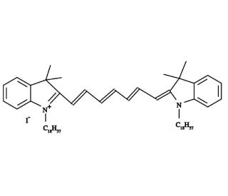 1,1-dioctadecyl-3,3,3,3-tetramethylindotricarbocyanine iodide (CAS 100068-60-8) - chemical structure image
