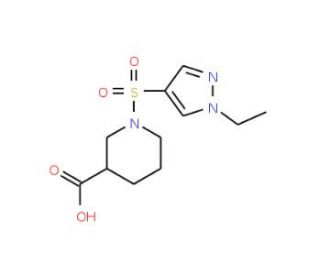 1-(1-Ethyl-1H-pyrazole-4-sulfonyl)-piperidine-3-carboxylic acid - chemical structure image