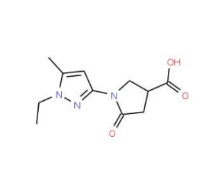 1-(1-Ethyl-5-methyl-1H-pyrazol-3-yl)-5-oxopyrrolidine-3-carboxylic acid (CAS 925199-99-1) - chemical structure image