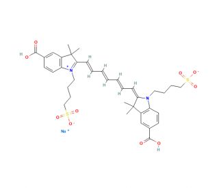 1,1&prime;-Bis-(4-sulfobutyl)-indotricarbocyanine-5,5&prime;-dicarboxylic Acid Monosodium Salt (CAS 308127-43-7) - chemical structure ima