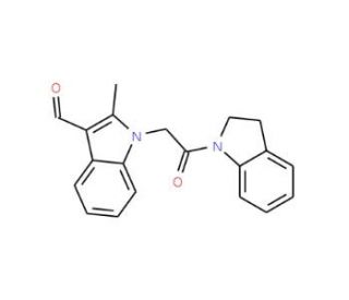 1-[2-(2,3-Dihydro-indol-1-yl)-2-oxo-ethyl]-2-methyl-1H-indole-3-carbaldehyde (CAS 433963-38-3) - chemical structure image
