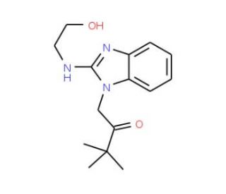1-[2-(2-Hydroxy-ethylamino)-benzoimidazol-1-yl]-3,3-dimethyl-butan-2-one - chemical structure image