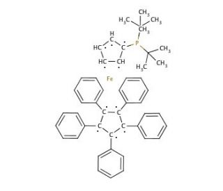 1,2,3,4,5-Pentaphenyl-1&prime;-(di-tert-butylphosphino)ferrocene (CAS 312959-24-3) - chemical structure image