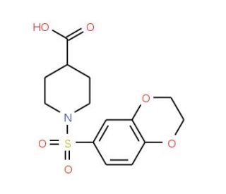1-(2,3-dihydro-1,4-benzodioxin-6-ylsulfonyl)piperidine-4-carboxylic acid - chemical structure image