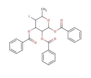 1,2,3-Tri-O-benzoyl-4,6-dideoxy-4-iodo-&alpha;-L-glucopyranose (CAS 132867-78-8) - chemical structure image