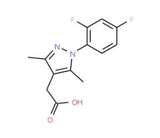 [1-(2,4-difluorophenyl)-3,5-dimethyl-1H-pyrazol-4-yl]acetic acid (CAS 926239-71-6) - chemical structure image