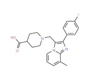 1-[2-(4-Fluoro-phenyl)-8-methyl-imidazo[1,2-a]-pyridin-3-ylmethyl]-piperidine-4-carboxylic acid - chemical structure image