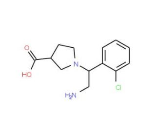 1-[2-Amino-1-(2-chloro-phenyl)-ethyl]-pyrrolidine-3-carboxylic acid (CAS 886363-83-3) - chemical structure image