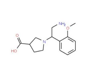 1-[2-Amino-1-(2-methoxy-phenyl)-ethyl]-pyrrolidine-3-carboxylic acid (CAS 886363-84-4) - chemical structure image