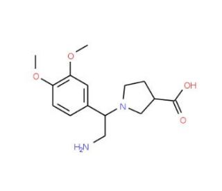 1-[2-Amino-1-(3,4-dimethoxy-phenyl)-ethyl]-pyrrolidine-3-carboxylic acid (CAS 886363-96-8) - chemical structure image