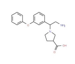 1-[2-Amino-1-(3-phenoxy-phenyl)-ethyl]-pyrrolidine-3-carboxylic acid (CAS 886363-87-7) - chemical structure image