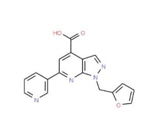1-(2-furylmethyl)-6-pyridin-3-yl-1H-pyrazolo[3,4-b]pyridine-4-carboxylic acid - chemical structure image