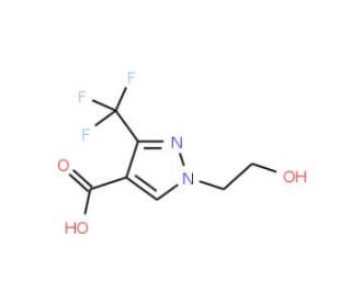 1-(2-hydroxyethyl)-3-(trifluoromethyl)-1H-pyrazole-4-carboxylic acid - chemical structure image