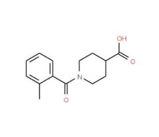1-(2-methylbenzoyl)piperidine-4-carboxylic acid (CAS 401581-31-5) - chemical structure image