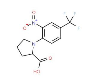 1-[2-Nitro-4-(trifluoromethyl)phenyl]pyrrolidine-2-carboxylic acid - chemical structure image