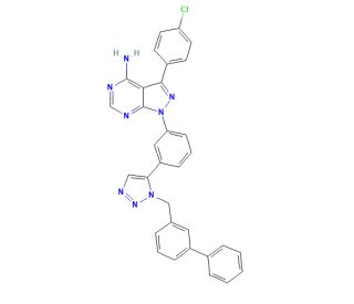 1-[3-[1-([1,1&prime;-Biphenyl]-3-ylmethyl)-1H-1,2,3-triazol-5-yl]phenyl]-3-(4-chlorophenyl)-1H-pyrazolo[3,4-d]pyrimidin-4-amine (CA