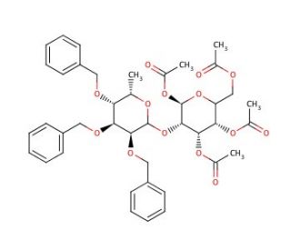 1,3,4,6-Tetra-O-acetyl-2-(2&prime;,3&prime;,4&prime;-tri-O-benzoyl-&alpha;-L-fucopyranosyl)-&alpha;-D-galactopyranose (CAS 56889-55-5) - chemical structure