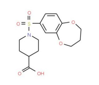 1-(3,4-dihydro-2H-1,5-benzodioxepin-7-ylsulfonyl)piperidine-4-carboxylic acid - chemical structure image