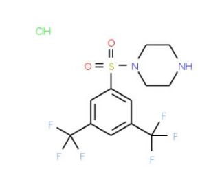 1-{[3,5-bis(trifluoromethyl)phenyl]sulfonyl}piperazine hydrochloride (CAS 97630-12-1) - chemical structure image