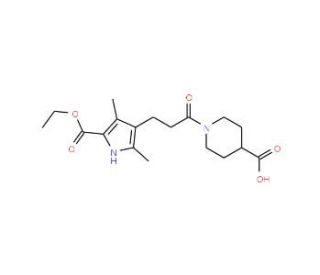 1-{3-[5-(Ethoxycarbonyl)-2,4-dimethyl-1H-pyrrol-3-yl]propanoyl}piperidine-4-carboxylic acid - chemical structure image