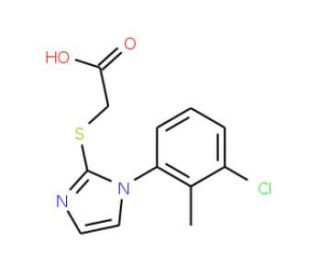 {[1-(3-chloro-2-methylphenyl)-1H-imidazol-2-yl]thio}acetic acid - chemical structure image