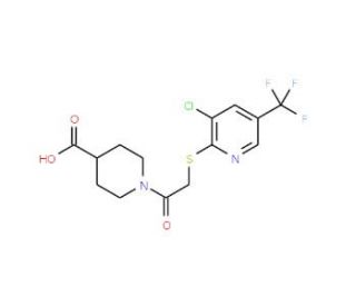 1-({[3-chloro-5-(trifluoromethyl)pyridin-2-yl]thio}acetyl)piperidine-4-carboxylic acid - chemical structure image