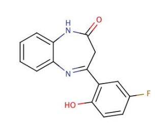 1,3-Dihydro-4-(5-fluoro-2-hydroxyphenyl)-2H-1,5-benzodiazepin-2-one (CAS 351003-09-3) - chemical structure image
