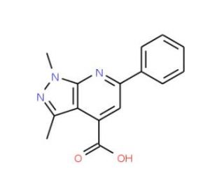 1,3-dimethyl-6-phenyl-1H-pyrazolo[3,4-b]pyridine-4-carboxylic acid - chemical structure image