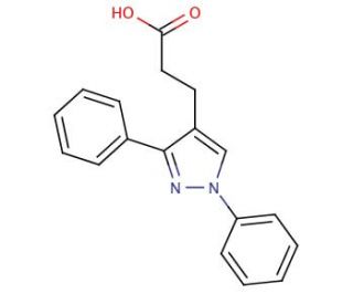 1,3-Diphenylpyrazole-4-propionic acid (CAS 108446-77-1) - chemical structure image