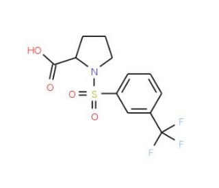 1-{[3-(Trifluoromethyl)phenyl]sulfonyl}-2-pyrrolidinecarboxylic acid (CAS 251096-97-6) - chemical structure image