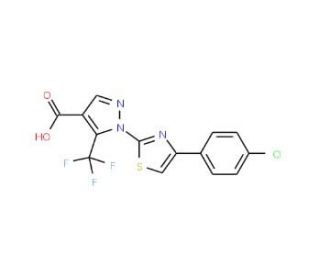 1-[4-(4-Chlorophenyl)-1,3-thiazol-2-yl]-5-(trifluoromethyl)-1H-pyrazole-4-carboxylic acid - chemical structure image
