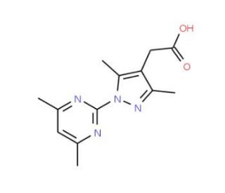 [1-(4,6-dimethylpyrimidin-2-yl)-3,5-dimethyl-1H-pyrazol-4-yl]acetic acid - chemical structure image